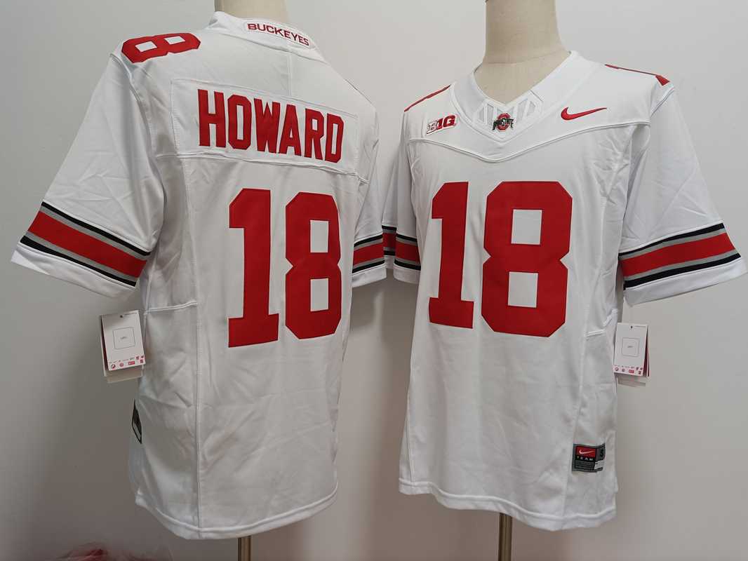 Mens Ohio State Buckeyes #18 Will Howard White FUSE College Football Jersey->ohio state buckeyes->NCAA Jersey